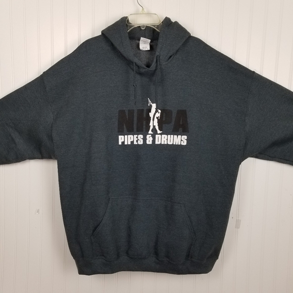 Hoodie Sweatshirt Pull Over Graphic NHPA Bag Pipes & Drums Irish Pockets Police - Picture 5 of 12